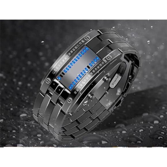 Mens Binary Sports Watch Digital LED Matrix Waterproof Outdoor Casual - Picture 3 of 6